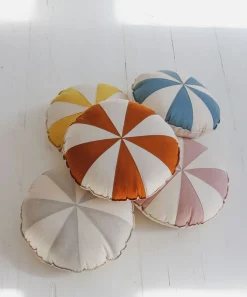 Coussin en coton et lin patchwork bleu Bonbon - Moi Mili