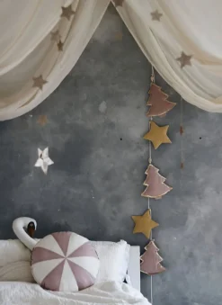 Coussin en coton et lin patchwork rose poudré Bonbon - Moi Mili