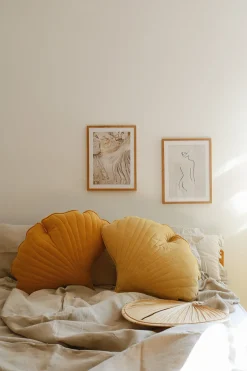 Coussin feuille de ginkgo en lin mango Ginkgo Bilboa - Moi Mili