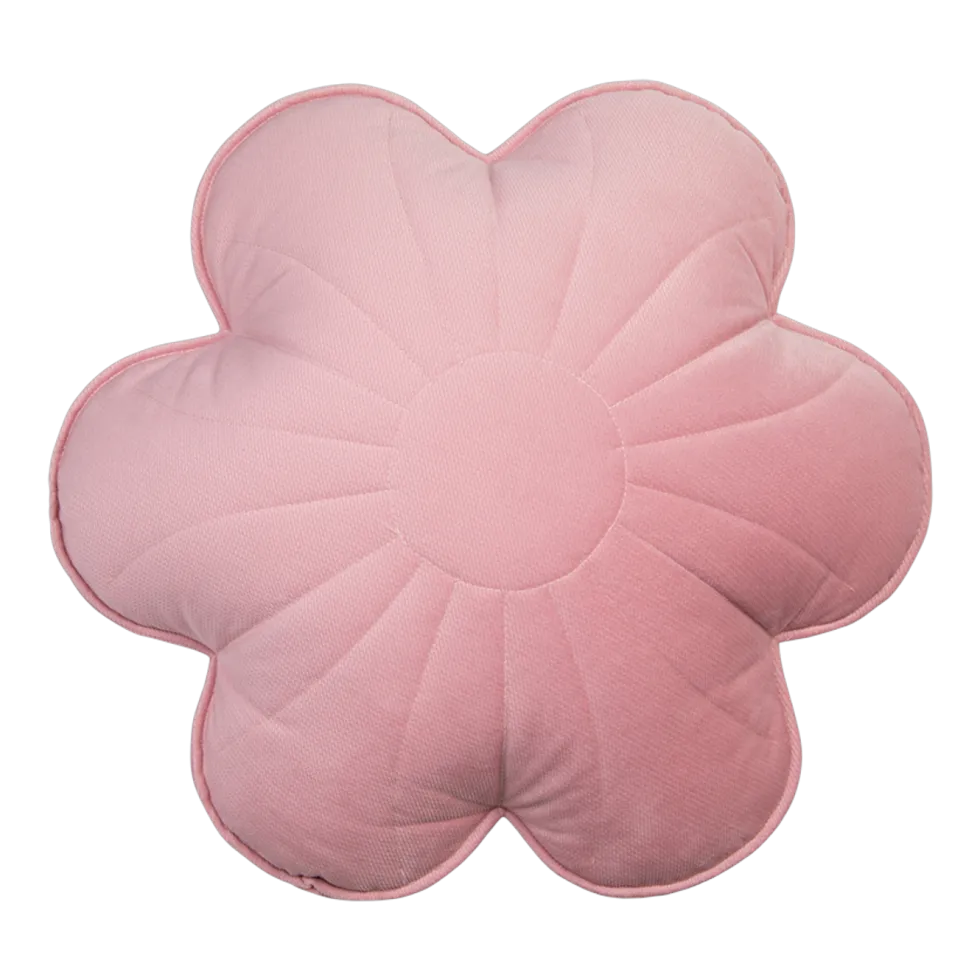 Coussin fleur en velours baie de sureau rose - Moi Mili