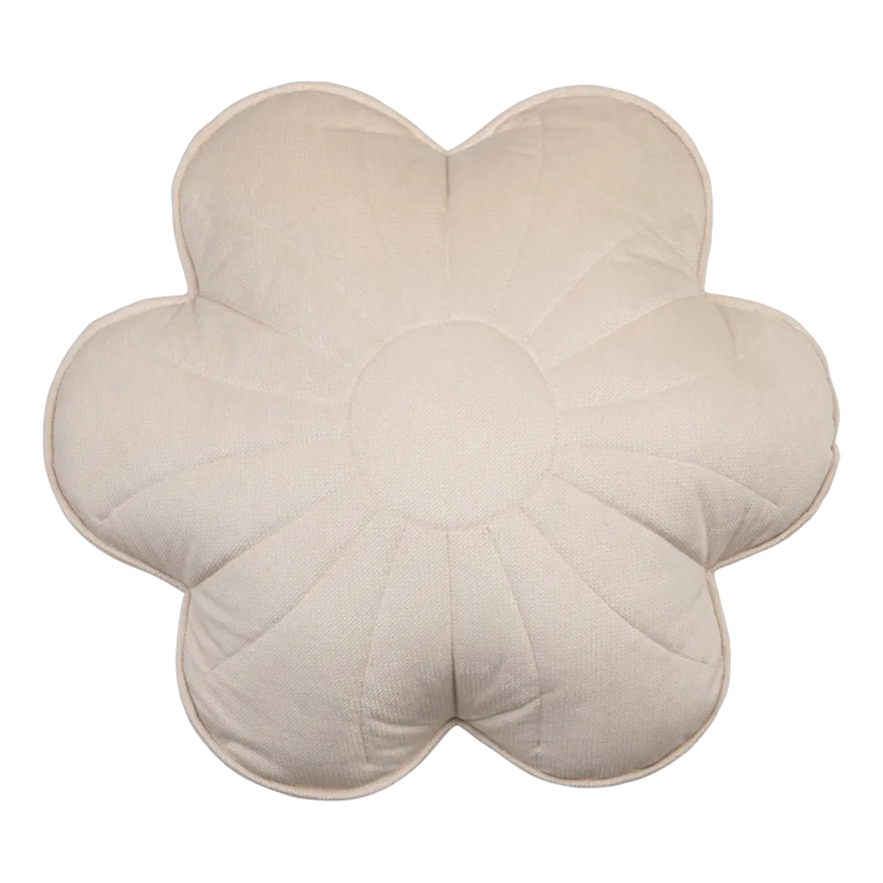 Coussin fleur en velours yucca crème - Moi Mili