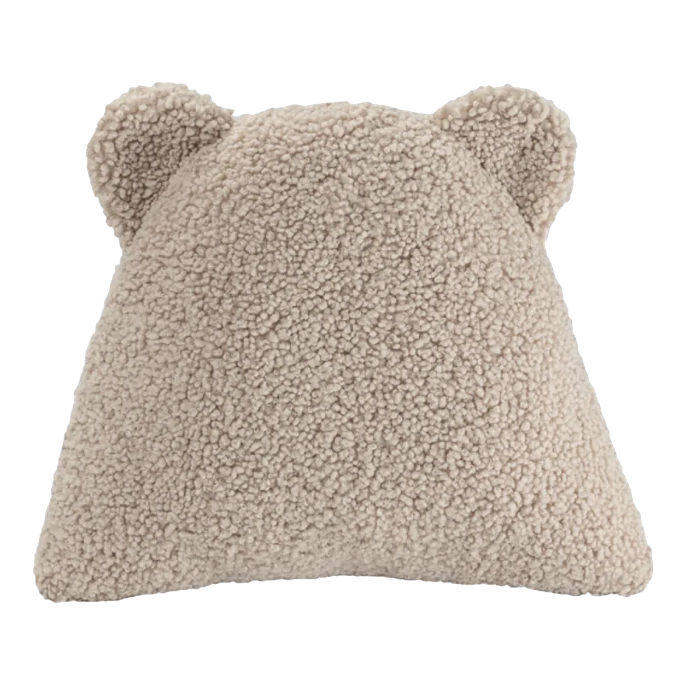 Coussin ourson en sherpa bouclé biscuit 35cm Cushion - Wigiwama