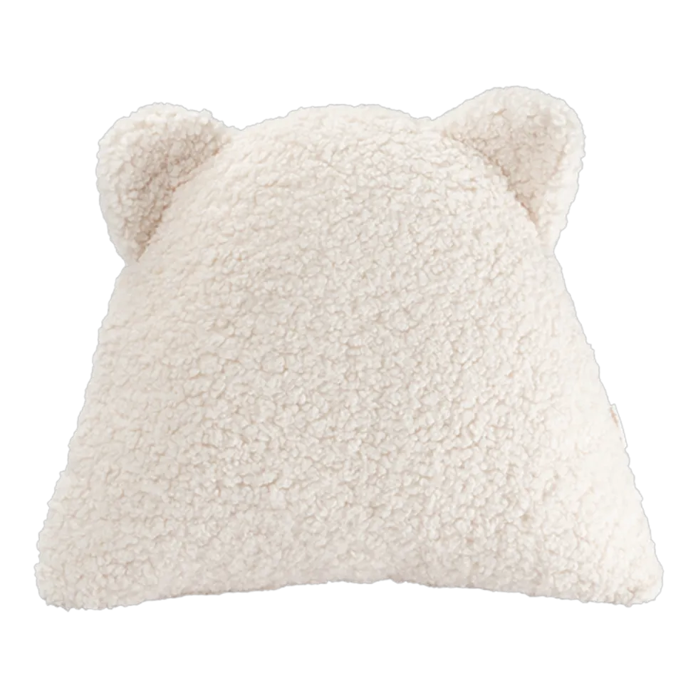 Coussin ourson en sherpa bouclé blanc 35cm Cushion - Wigiwama