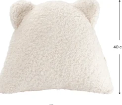 Coussin ourson en sherpa bouclé blanc 35cm Cushion - Wigiwama