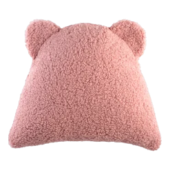 Coussin ourson en sherpa bouclé rose 35cm Cushion - Wigiwama