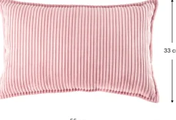 Coussin rectangulaire en velours côtelé rose 55x33cm Bolster - Wigiwama