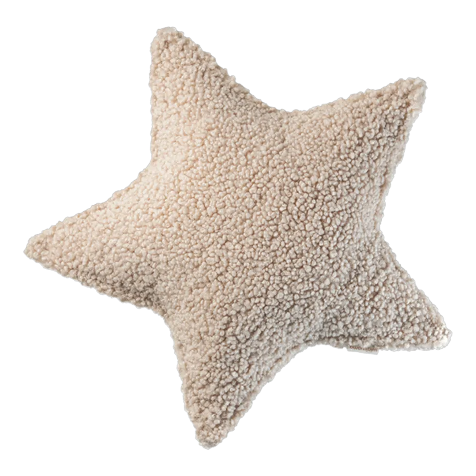 Coussin étoile en sherpa bouclé biscuit 37x40x10cm Cushion - Wigiwama