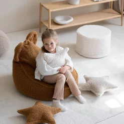 Coussin étoile en sherpa bouclé blanc 37x40x10cm Cushion - Wigiwama