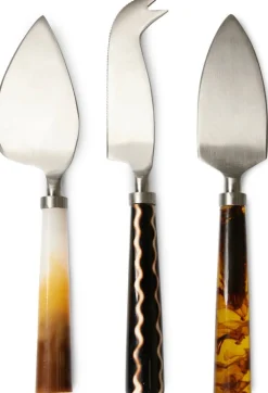 3 Couteaux à fromage en acier et résine Havane Vaisselle 70's - HKliving