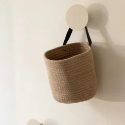 3 crochets muraux ronds en acier beige cashew 50x8cm Lou - Metallbude