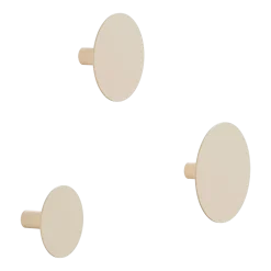 3 crochets muraux ronds en acier beige cashew 50x8cm Lou - Metallbude
