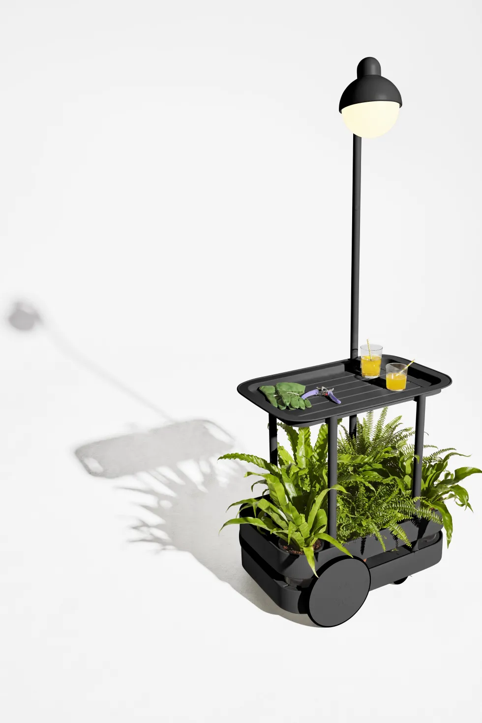 Desserte avec lampadaire en aluminium anthracite 78x55 cm Jolly Trolley- Fatboy