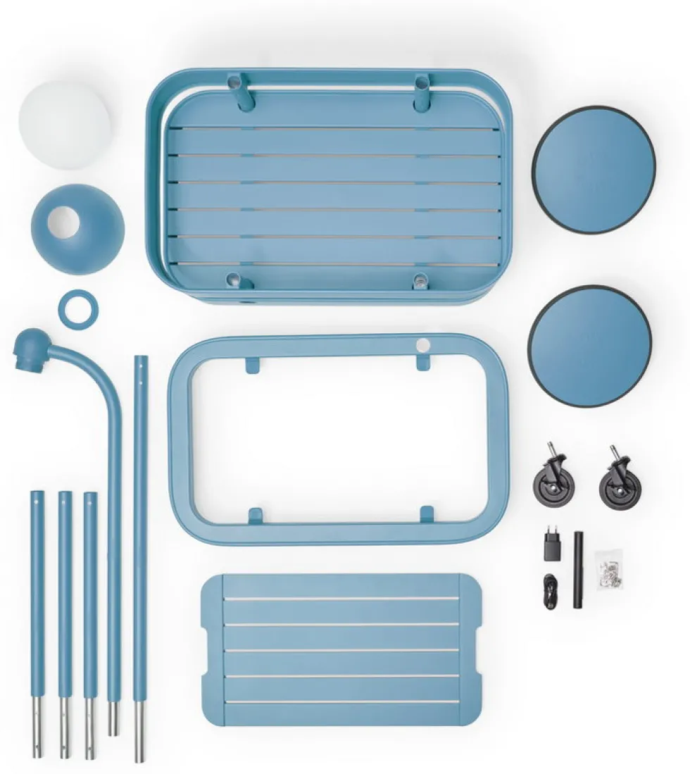 Desserte avec lampadaire en aluminium bleu clair 78 x 55 cm Jolly Trolley- Fatboy