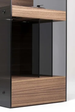 Enceinte hifi et platine vinyle en noyer 44x34x105cm Pr alta - La boite concept