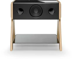 Enceinte noire avec pieds en chêne Cube - La Boite concept