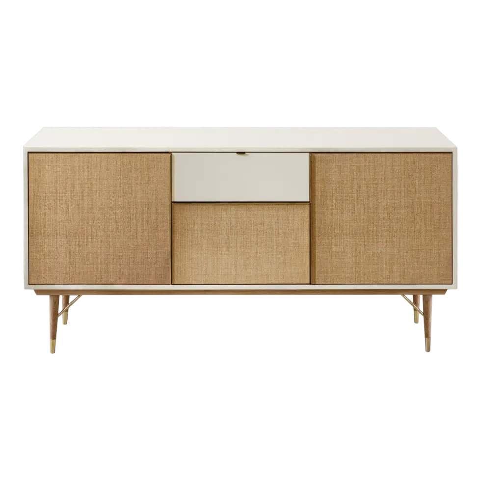 Enfilade laquée ivoire et fibre naturelle 160 cm Capri - RED Edition