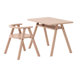 Ensemble bureau enfant avec 1 chaise en bois de hêtre massif rose blush Growing Green - Nobodinoz