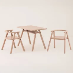 Ensemble bureau enfant avec 1 chaise en bois de hêtre massif rose blush Growing Green - Nobodinoz