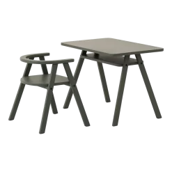Ensemble bureau enfant avec 1 chaise en bois de hêtre massif vert profond Growing Green - Nobodinoz