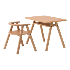 Ensemble bureau enfant avec 1 chaise en chêne massif naturel Growing Green - Nobodinoz