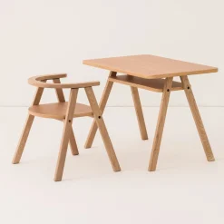 Ensemble bureau enfant avec 1 chaise en chêne massif naturel Growing Green - Nobodinoz