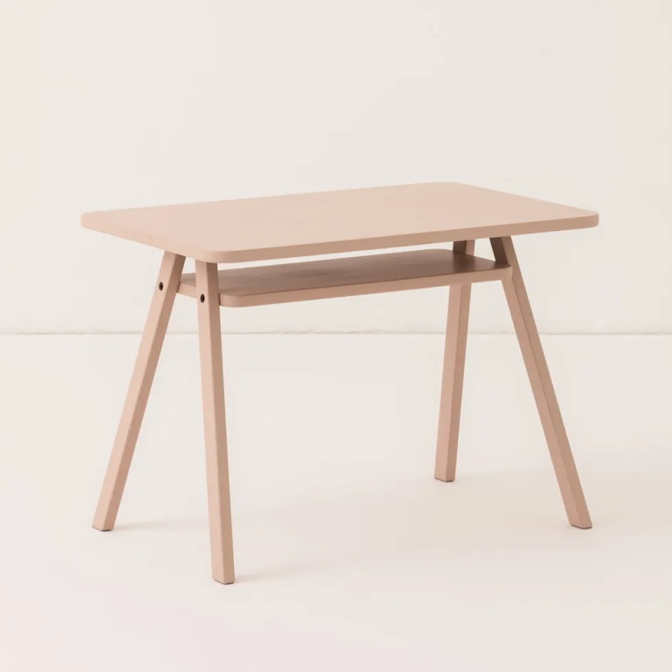 Ensemble bureau enfant avec 2 chaises en bois de hêtre massif rose blush Growing Green - Nobodinoz