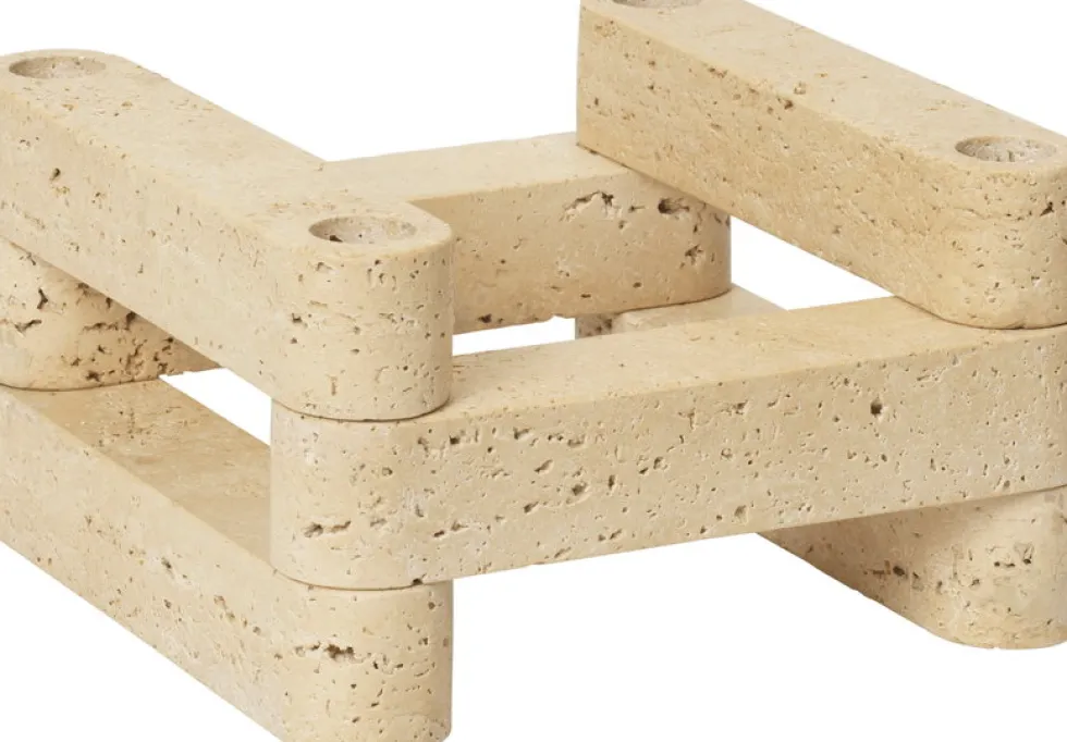 Ensemble de bougeoirs modulaires en travertin Newel - Ferm Living