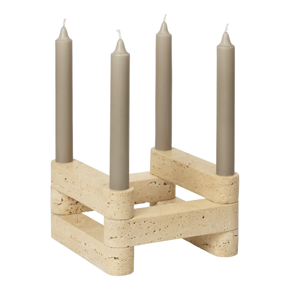Ensemble de bougeoirs modulaires en travertin Newel - Ferm Living