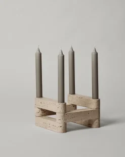 Ensemble de bougeoirs modulaires en travertin Newel - Ferm Living