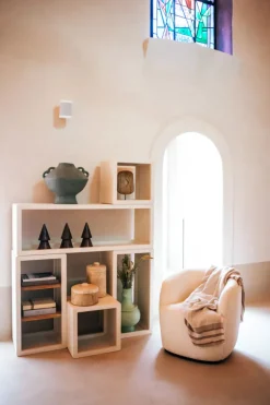 Etagère carrée enduit à la chaux blanc cassé 45x45cm Verona - Pomax