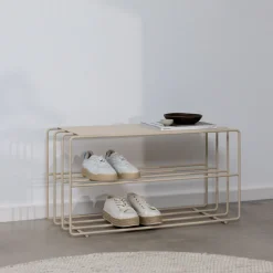 Etagère à chaussures en acier beige cashew 80x30x41cm Neva - Metallbude