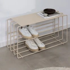 Etagère à chaussures en acier beige cashew 80x30x41cm Neva - Metallbude