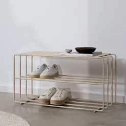 Etagère à chaussures en acier beige cashew 80x30x41cm Neva - Metallbude