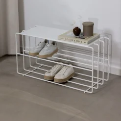 Etagère à chaussures en acier blanc 80x30x41cm Neva - Metallbude