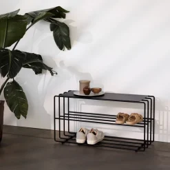 Etagère à chaussures en acier noir 80x30x41cm Neva - Metallbude