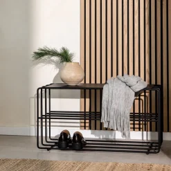 Etagère à chaussures en acier noir 80x30x41cm Neva - Metallbude