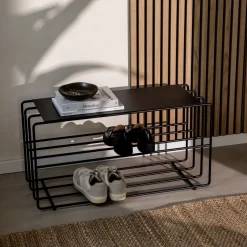 Etagère à chaussures en acier noir 80x30x41cm Neva - Metallbude