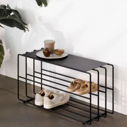 Etagère à chaussures en acier noir 80x30x41cm Neva - Metallbude
