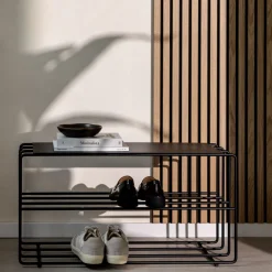 Etagère à chaussures en acier noir 80x30x41cm Neva - Metallbude