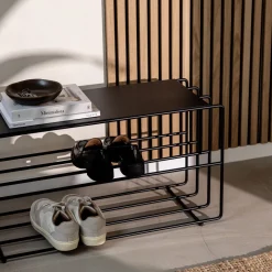 Etagère à chaussures en acier noir 80x30x41cm Neva - Metallbude