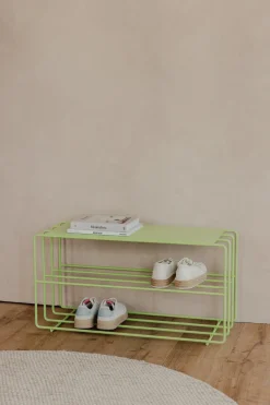Etagère à chaussures en acier vert 80x30x41cm Neva - Metallbude