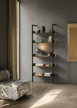 Etagère en acier anthracite et noyer 83x223x36cm Rombe - &tradition