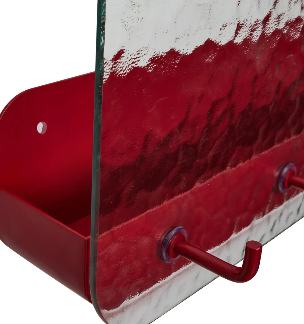 Etagère en verre et fer rouge texturé 60 cm Shack - Hübsch