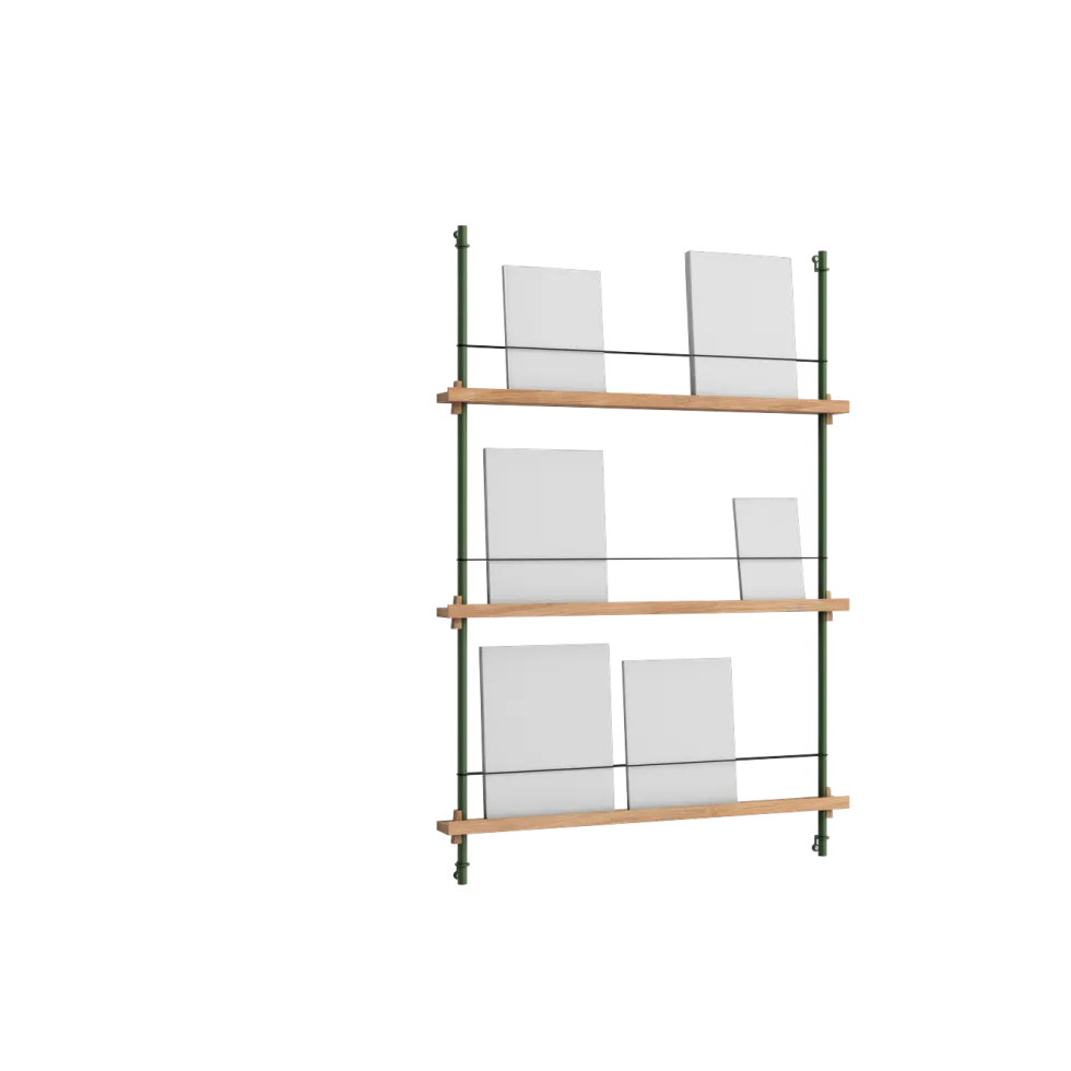 Etagère à magazines en chêne et acier vert pin Magazine Shelving - Moebe
