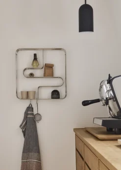 Etagère murale carrée en acier chrome 45,5x8,9x45,5cm Curva - AYTM