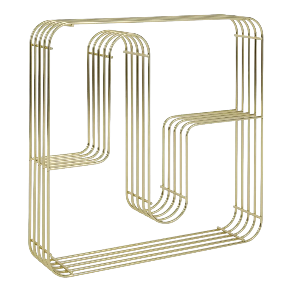 Etagère murale carrée en acier doré 45,5x8,9x45,5cm Curva - AYTM
