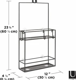 Etagère murale de douche en acier noir Cubiko Caddy - Umbra