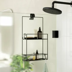 Etagère murale de douche en acier noir Cubiko Caddy - Umbra