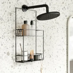 Etagère murale de douche en acier noir Cubiko Caddy - Umbra