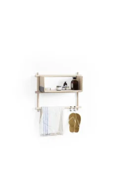 Etagère murale en bois avec deux barres 63x25x19cm Foldin - Emko